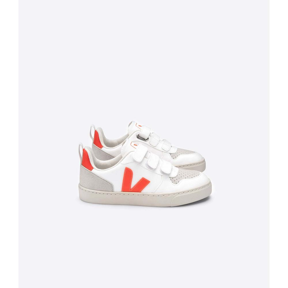 Veja V-10 CWL Kids\' Sneakers White/Orange | NZ 858DFM